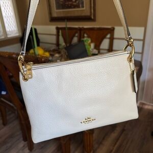 COACH Ivory Pebbled Leather Crossbody Bag F76645